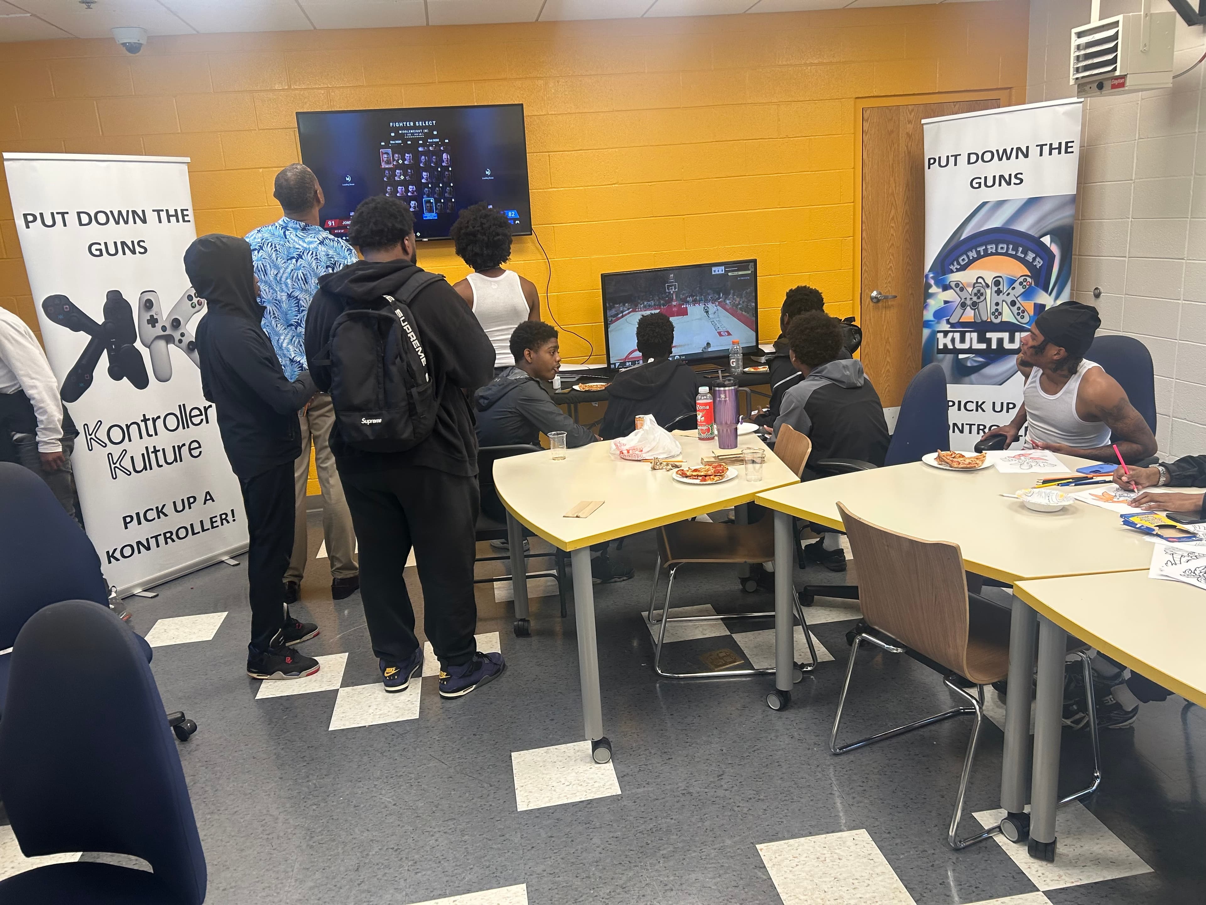 Large group gaming session at recreation center